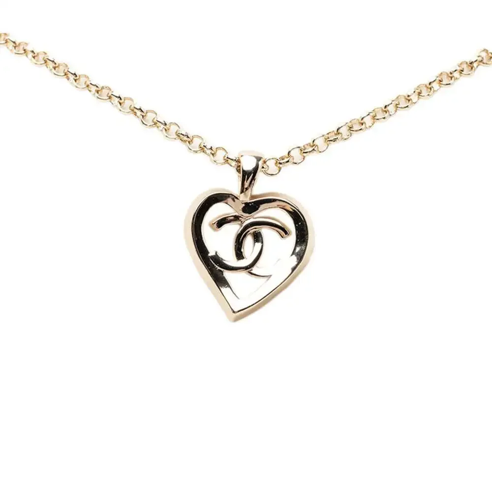 Chanel Cc Logo Chain Heart Pendant #266452C10B